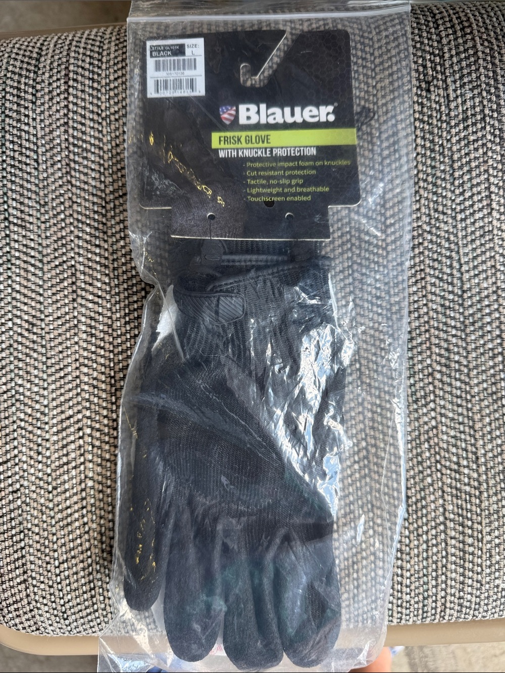 New Blauer Black Frisk Tactical Gloves with Knuckle Protection Large